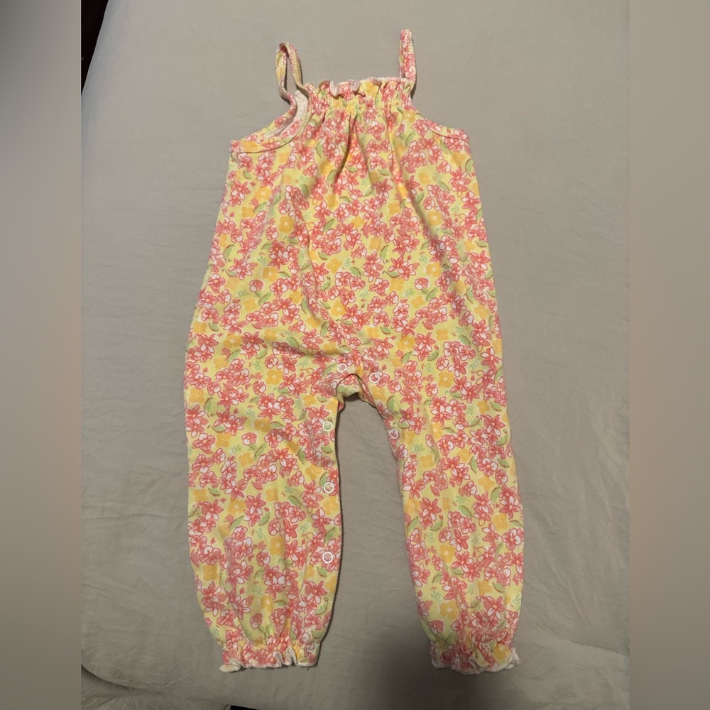 Floral Kids Jumpsuit - Pink and Yellow